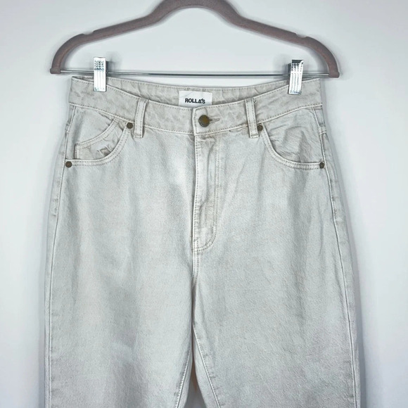 Rolla's High Rise Original Straight Jeans Cream Neutral 100% Cotton Size 28 - Picture 2 of 11